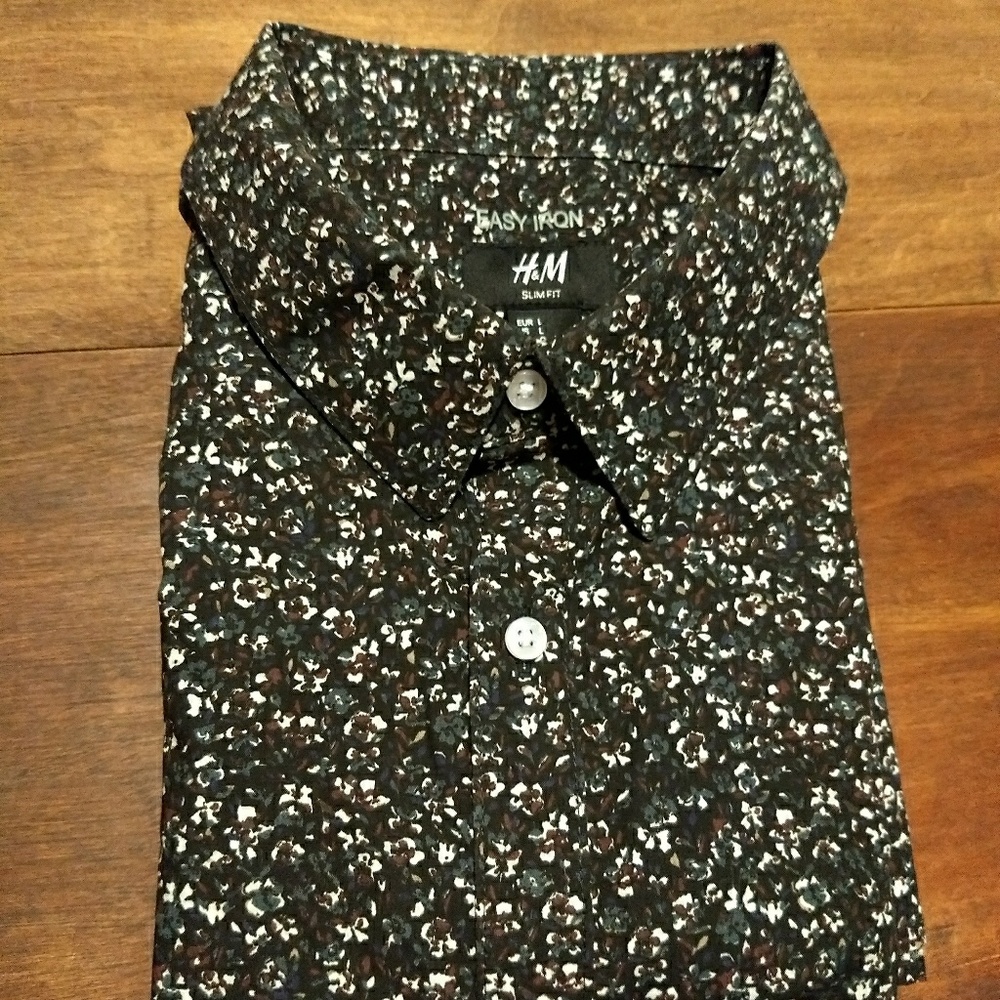 H&M floral easy iron button up.